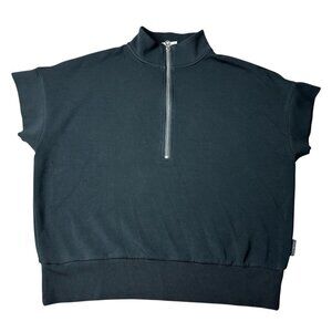Varley Ritchie Short Sleeve Half Zip Sweat In Black Size S